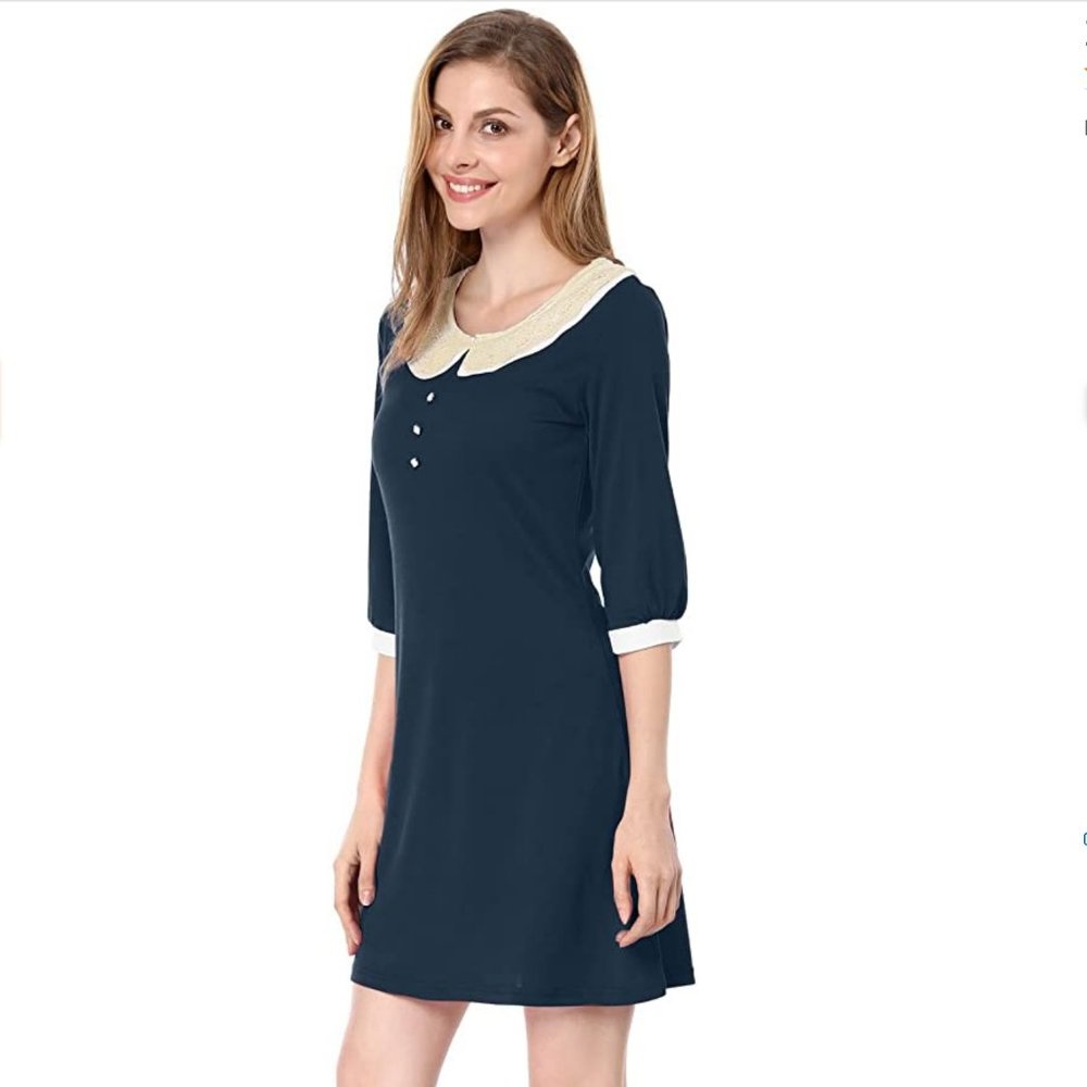 Navy dress with peter pan collar